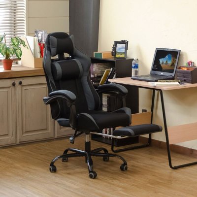 画像1: フルフラットメッシュレーシングチェア　BK/BL/GR/RD　家具　椅子　チェア　CR-S7168868