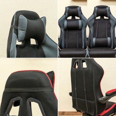 画像2: フルフラットメッシュレーシングチェア　BK/BL/GR/RD　家具　椅子　チェア　CR-S7168868